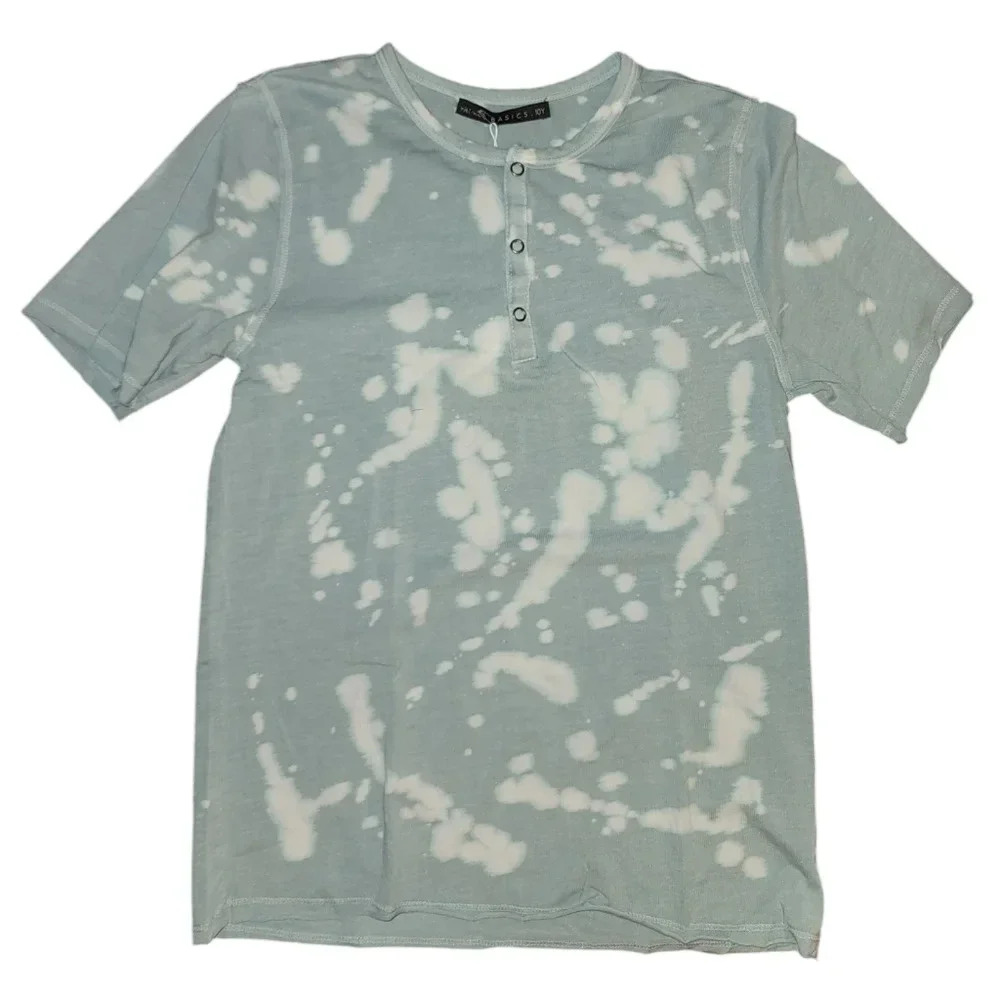 NWT Miki Miette Boy's Bleach Tie Dye Short Sleeve Button Detail Tee Size 10Y